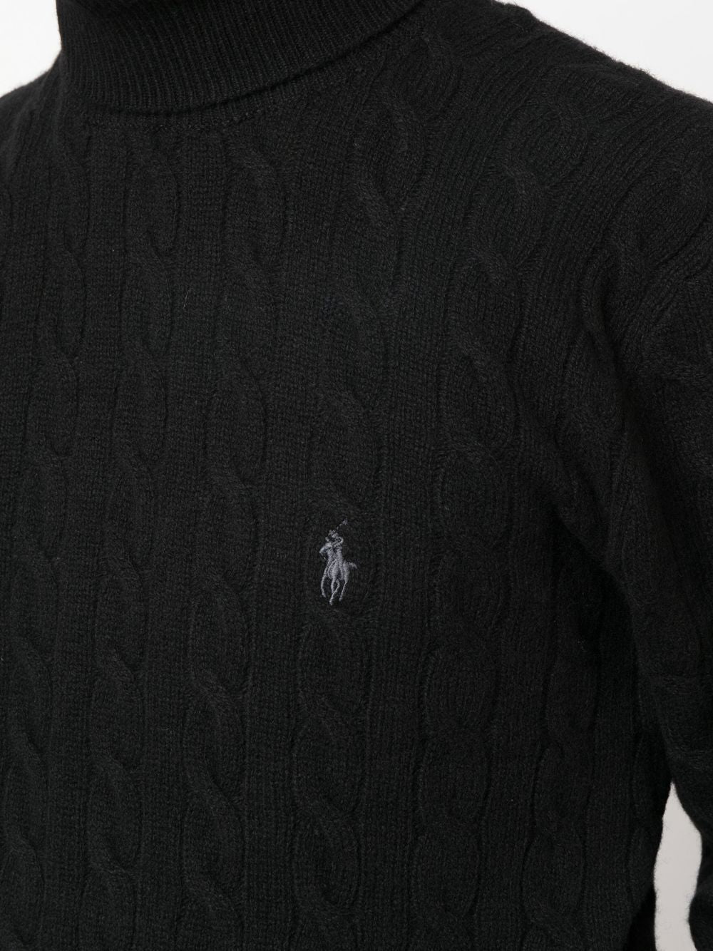 Cashmere and wool cable knit turtleneck