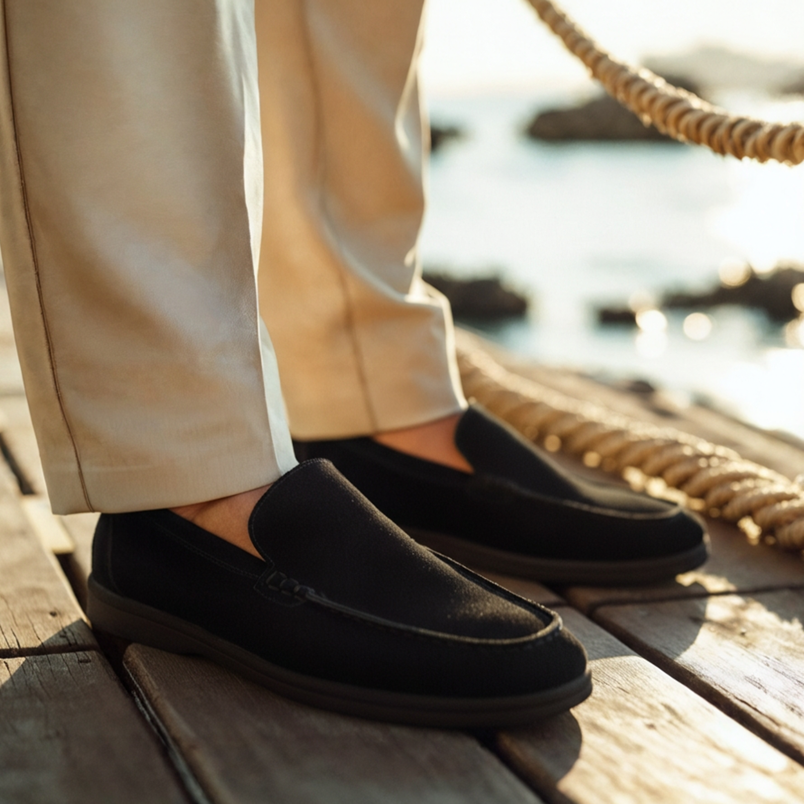 Premium Suede Loafers - Black Soles
