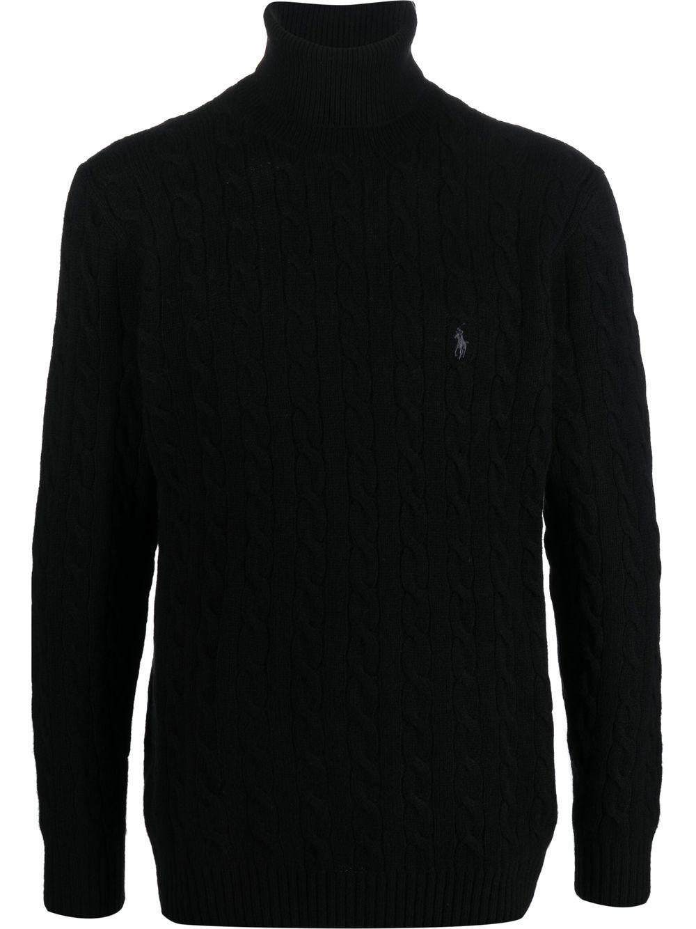 Cashmere and wool cable knit turtleneck