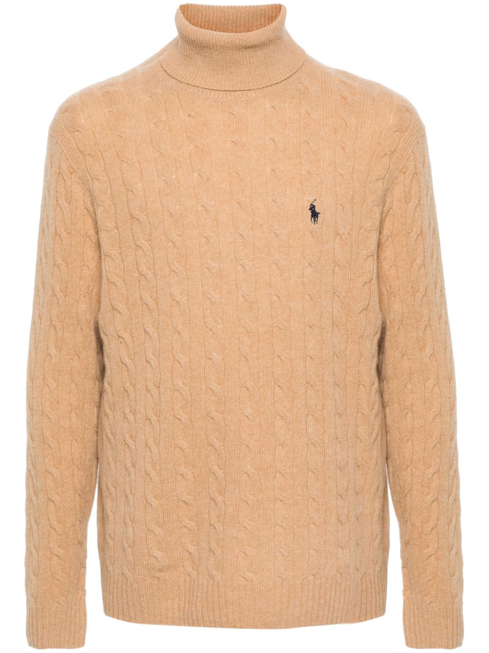 Cashmere and wool cable knit turtleneck